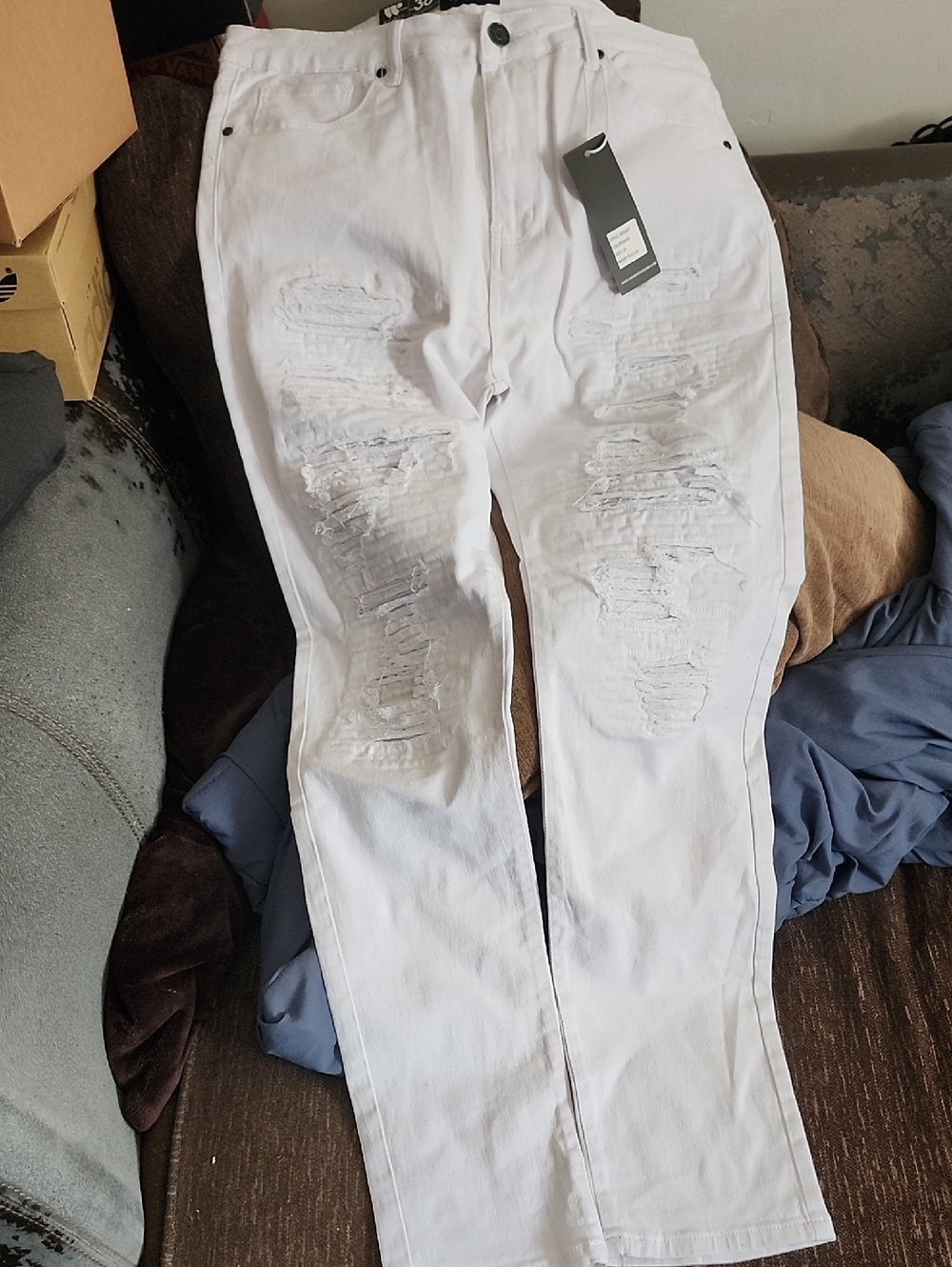 Men's Skinny Ripped White Jeans